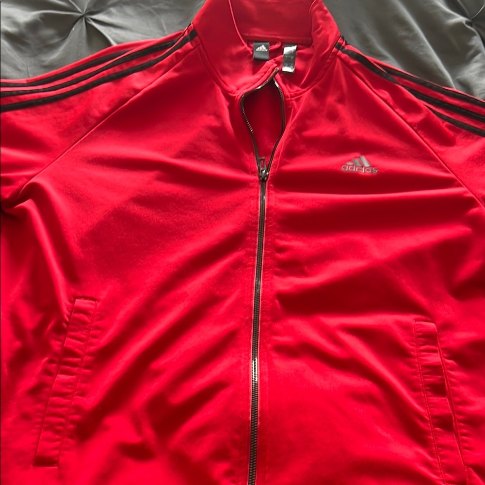 Adidas Red Windbreaker Jacket Sporty Style